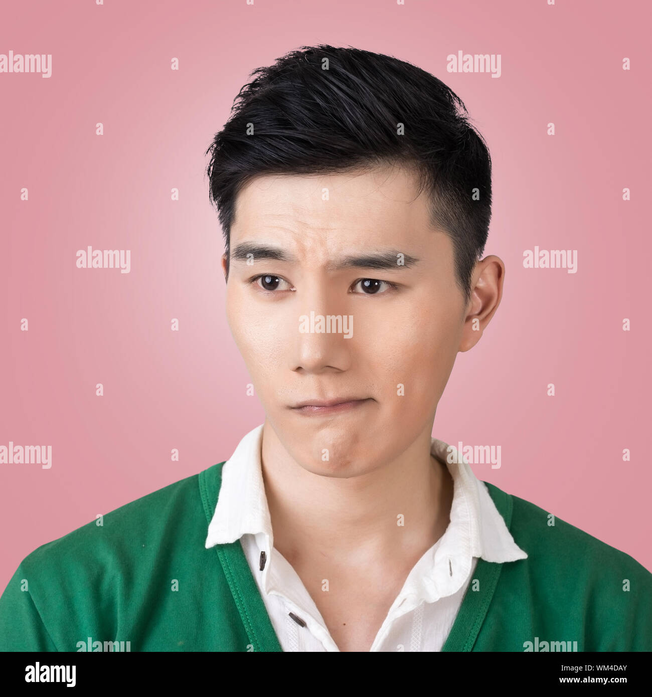 Funny Facial Expression Closeup Asian Young Man Stock Photo Alamy