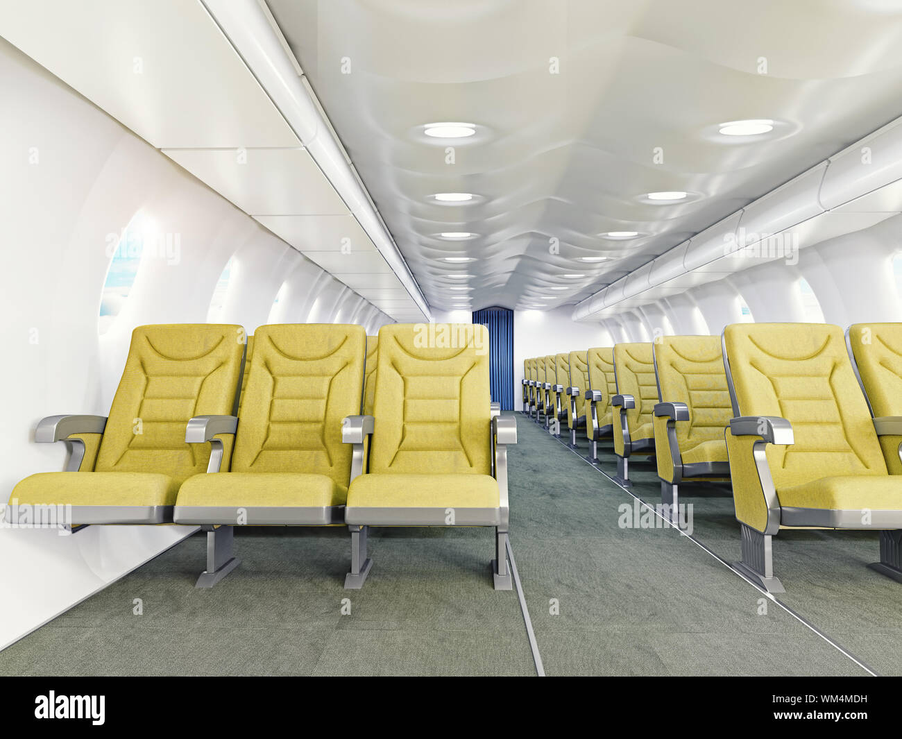 Airplane Interior Seats With Open Book Stock Photo