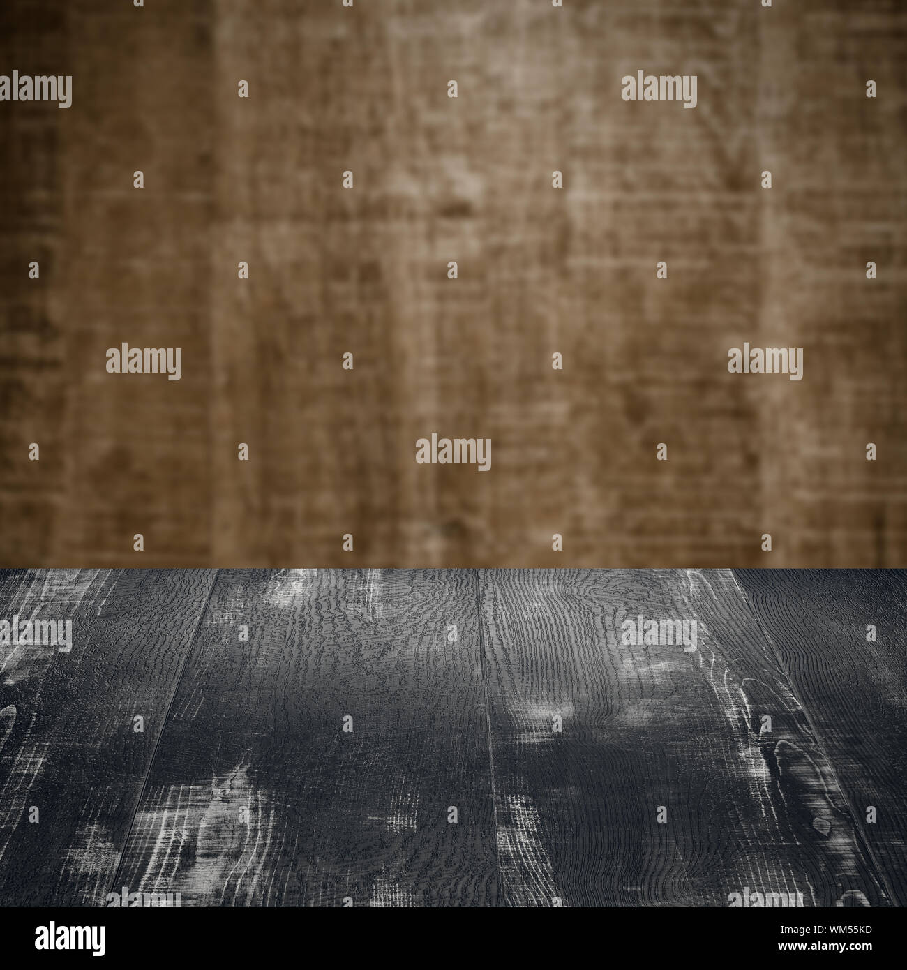 Wood background - table with wooden wall Stock Photo - Alamy