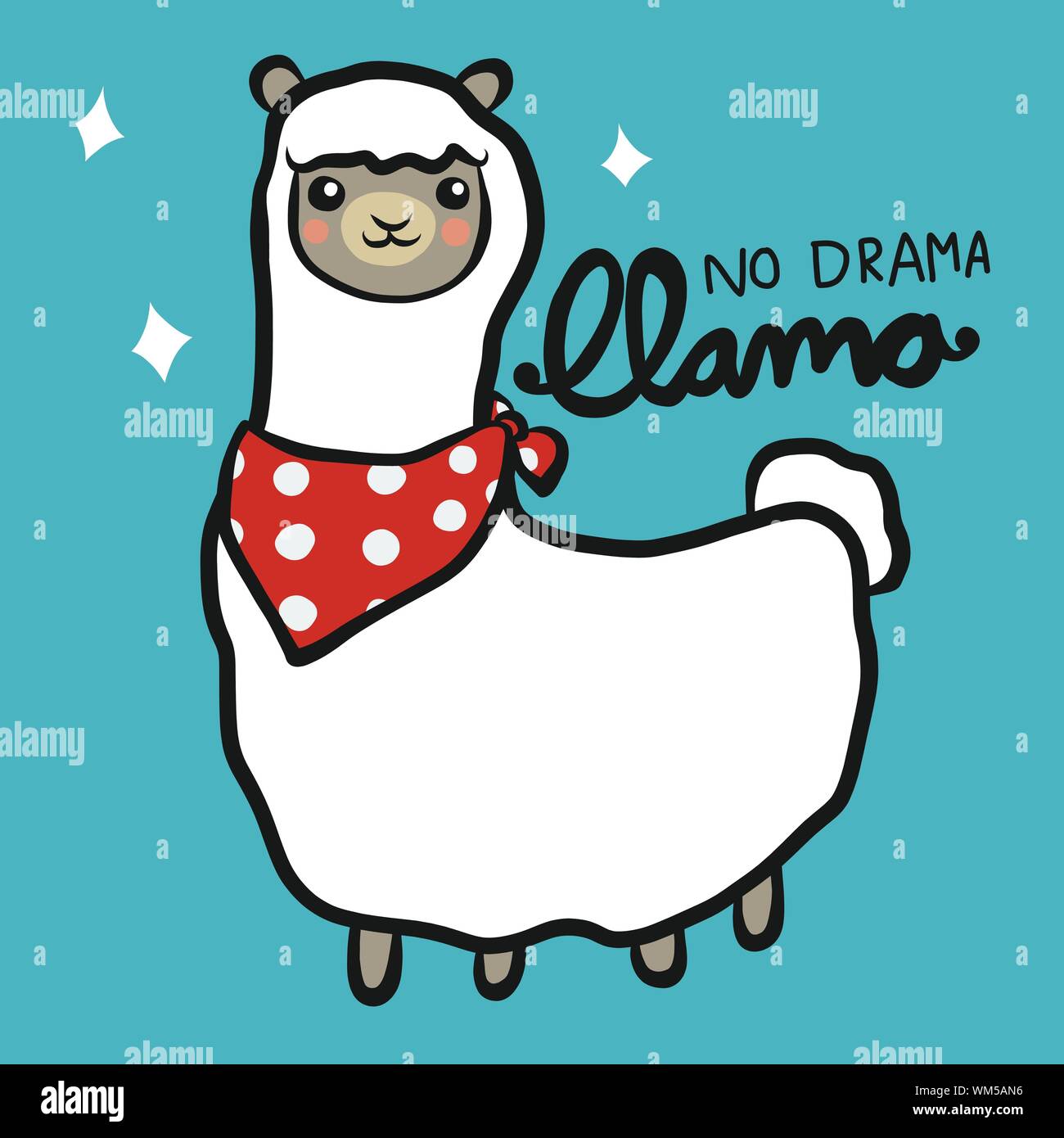 Cute Lama with lettering no drama Lama Cartoon Animal baby and children  print design Vector Illustration Stock Vector Image & Art - Alamy