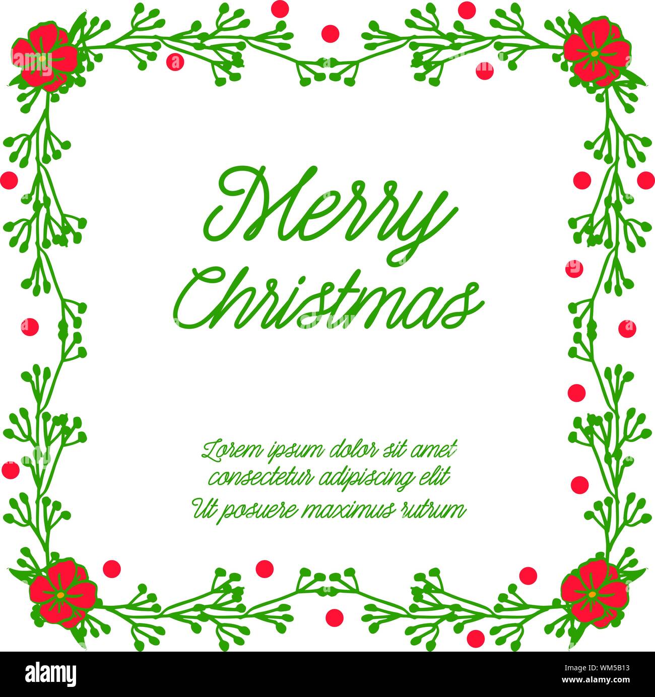 Border Banner Of Merry Christmas With Feature Red Flower Frame Vector Stock Vector Image Art Alamy
