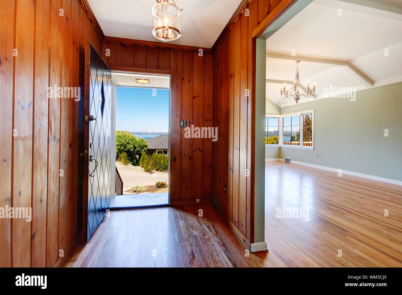 Empty House Interior Entrance Hallway With Wood Plank