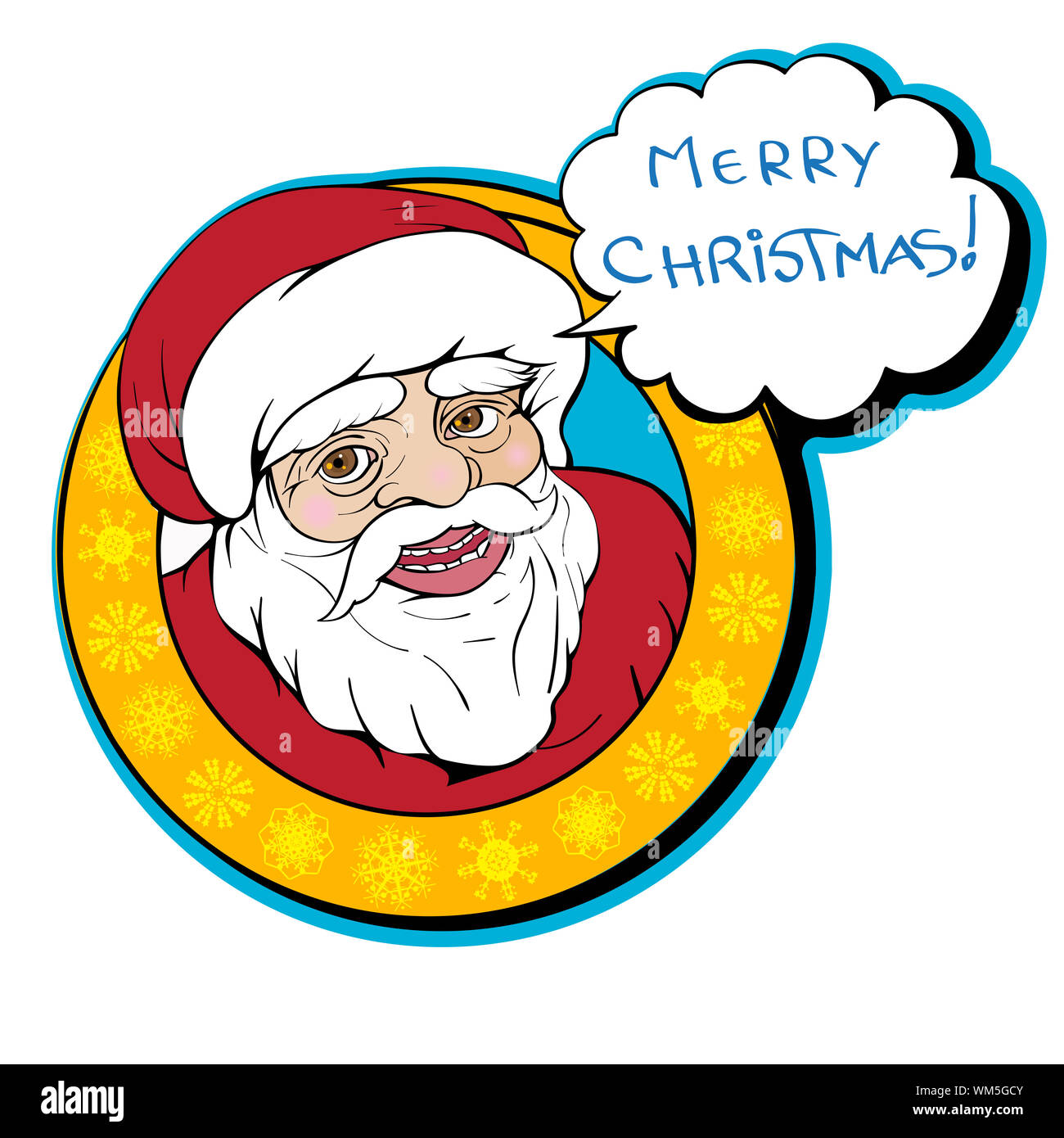 Santa Claus hand drawn illustration isolated on white, clip art with