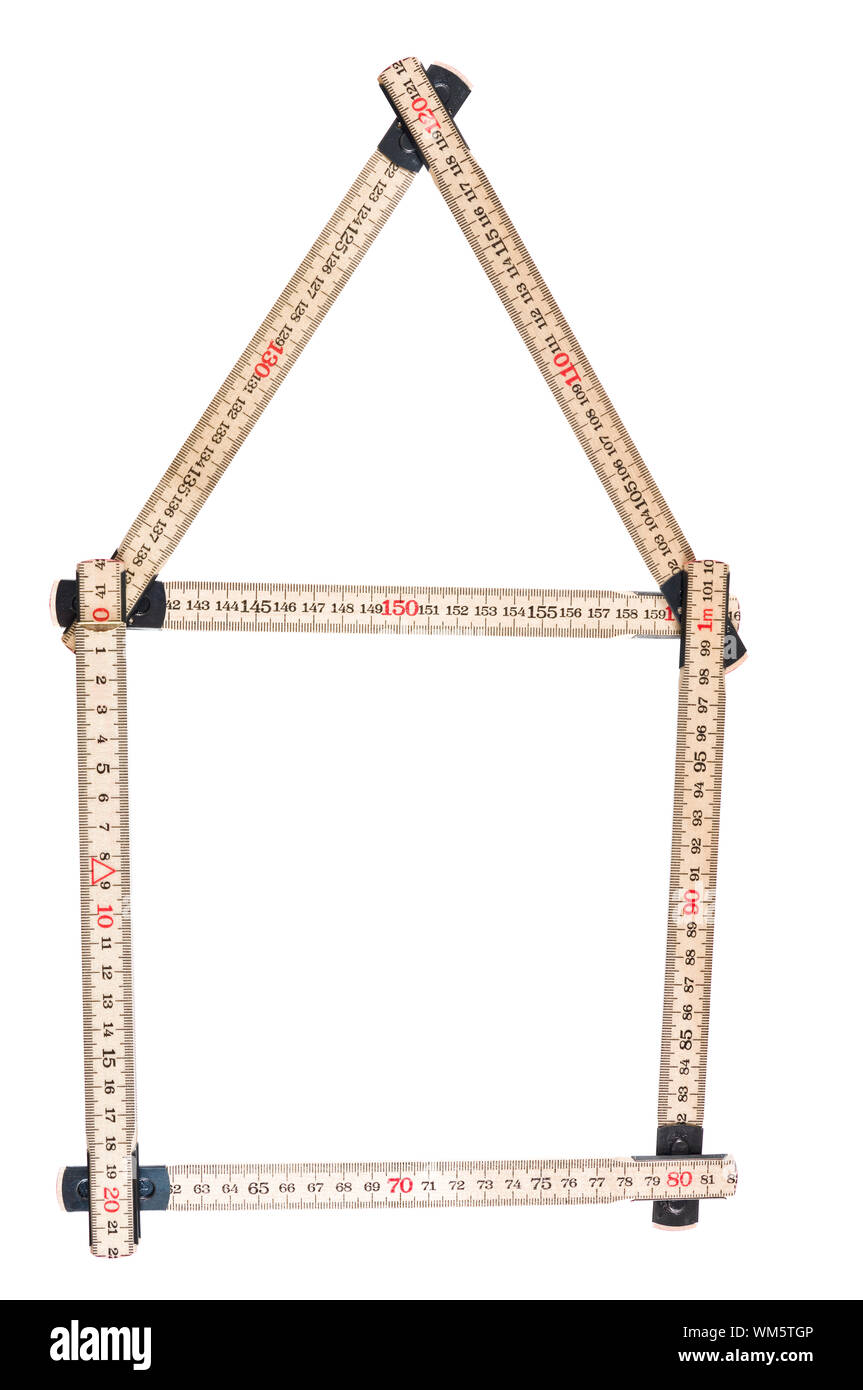 Built Like A Ruler House made of a folding ruler isolated on a white background Stock ...