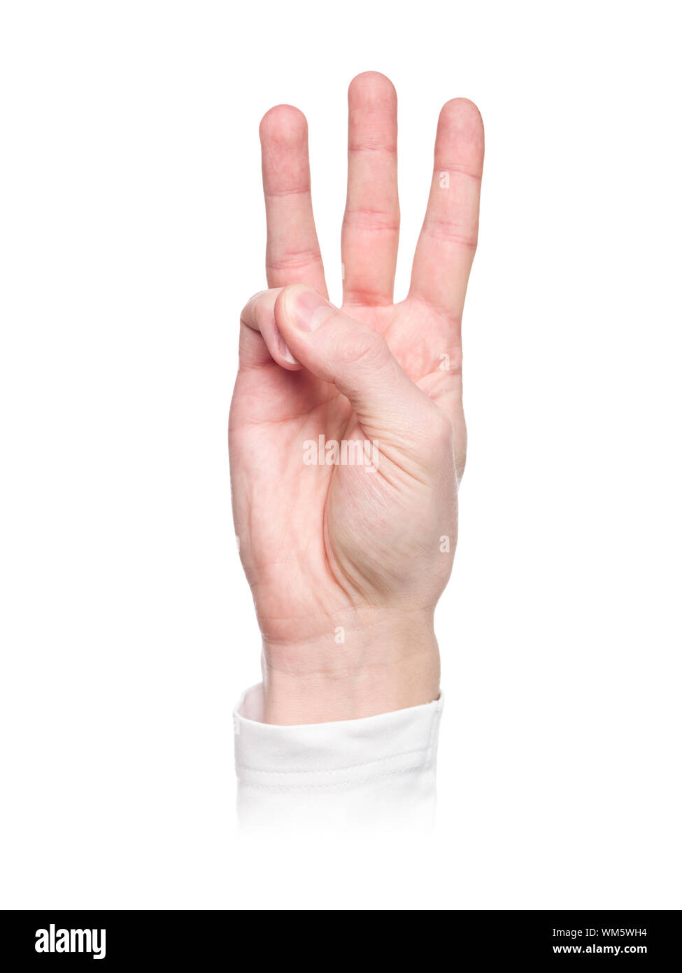 Letter 'W' in sign language, isolated on a white background Stock Photo ...