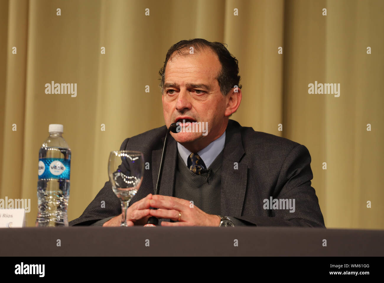 Montevideo, Uruguay. 04th Sep, 2019. Former General in Chief of the Uruguayan Army, Guido Manini Ríos candidate for 'Cabildo Abierto Party' seen during the dialogue with the candidates at the Expo Prado 2019.The presidential candidates have gathered in the '114th International Exhibition of Livestock and Commercial Industrial Agro ' in Montevideo for a dialogue with the livestock entrepreneurs and answer questions about their government program. Credit: SOPA Images Limited/Alamy Live News Stock Photo