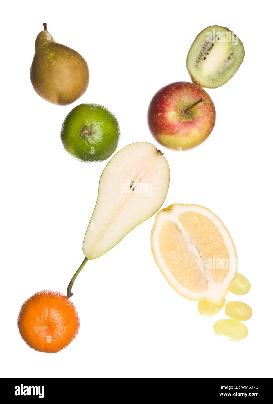 The letter ‘X’ made out of fruit isolated on a white background Stock