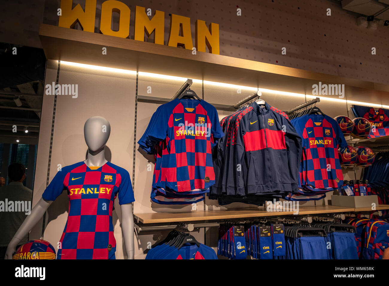 Barcelona, Spain. 04th Sep, 2019. The sports equipment section for women at  the club store.The FC Barcelona football club opens a new store in the  heart of the Ramblas of Barcelona. Located