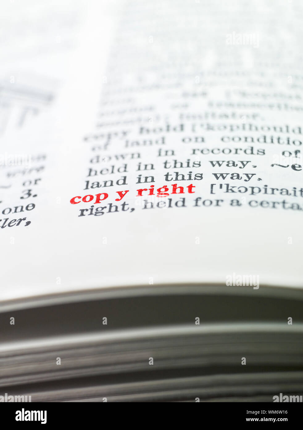 The word 'copyright' highlighted in a dictionary Stock Photo Alamy