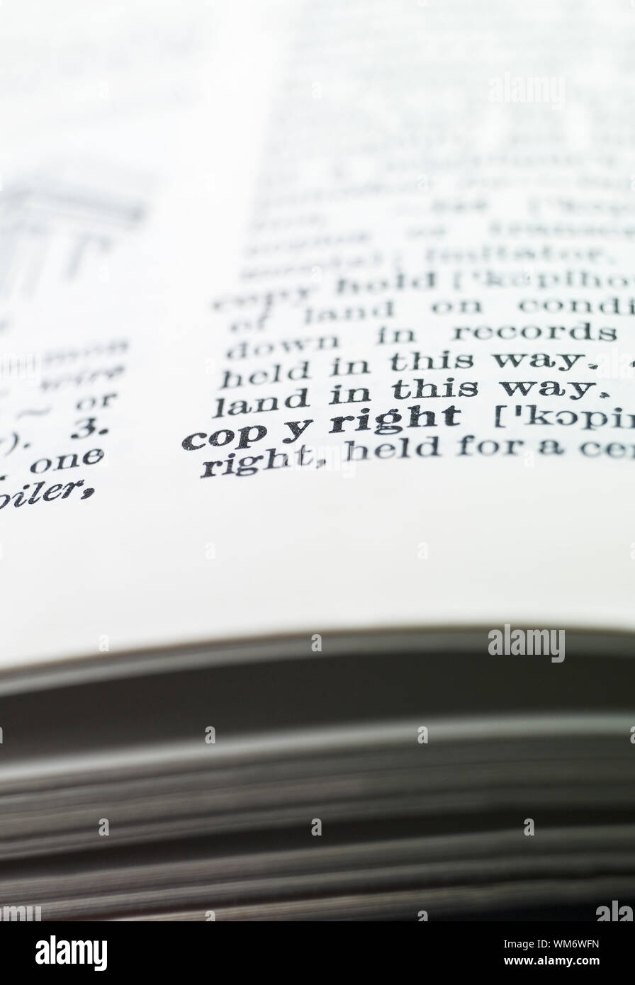 the word 'copyright' highlighted in a dictionary Stock Photo
