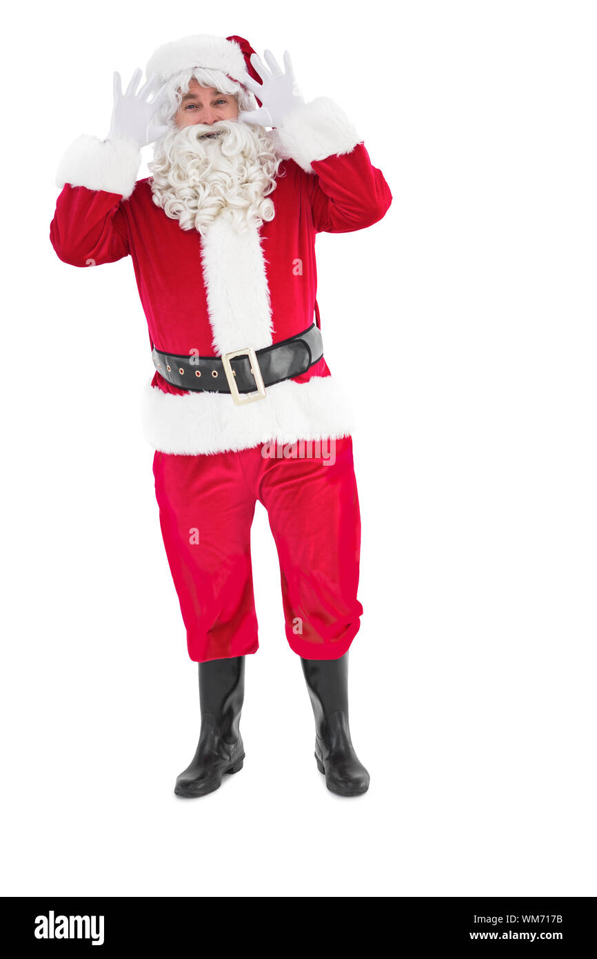 Portrait of happy santa claus posing on white background Stock Photo ...