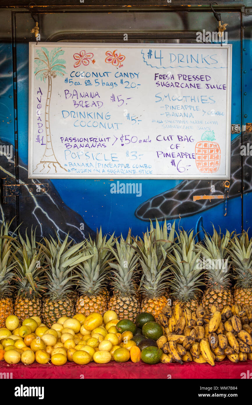 Roadside Fruit Stand with Sign on the Hana Highway Stock Photo Alamy