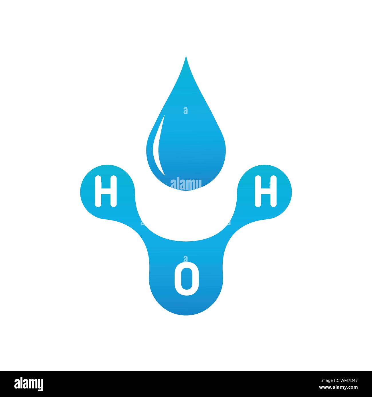 Chemistry model of water molecule H2O scientific elements. Integrated particles hydrogen and oxygen natural inorganic compound. vector illustration Stock Vector