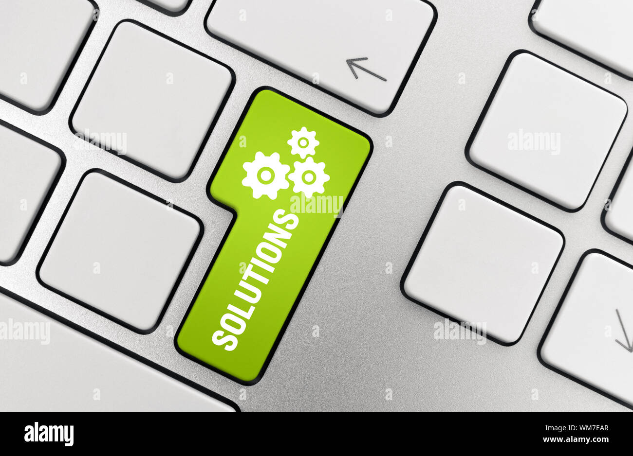 Button With Solution Symbol On Modern Aluminium Keyboard You May Easily Change Icon Color In Adobe Photoshop Using Hue Saturation Filter Ctrl U On P Stock Photo Alamy