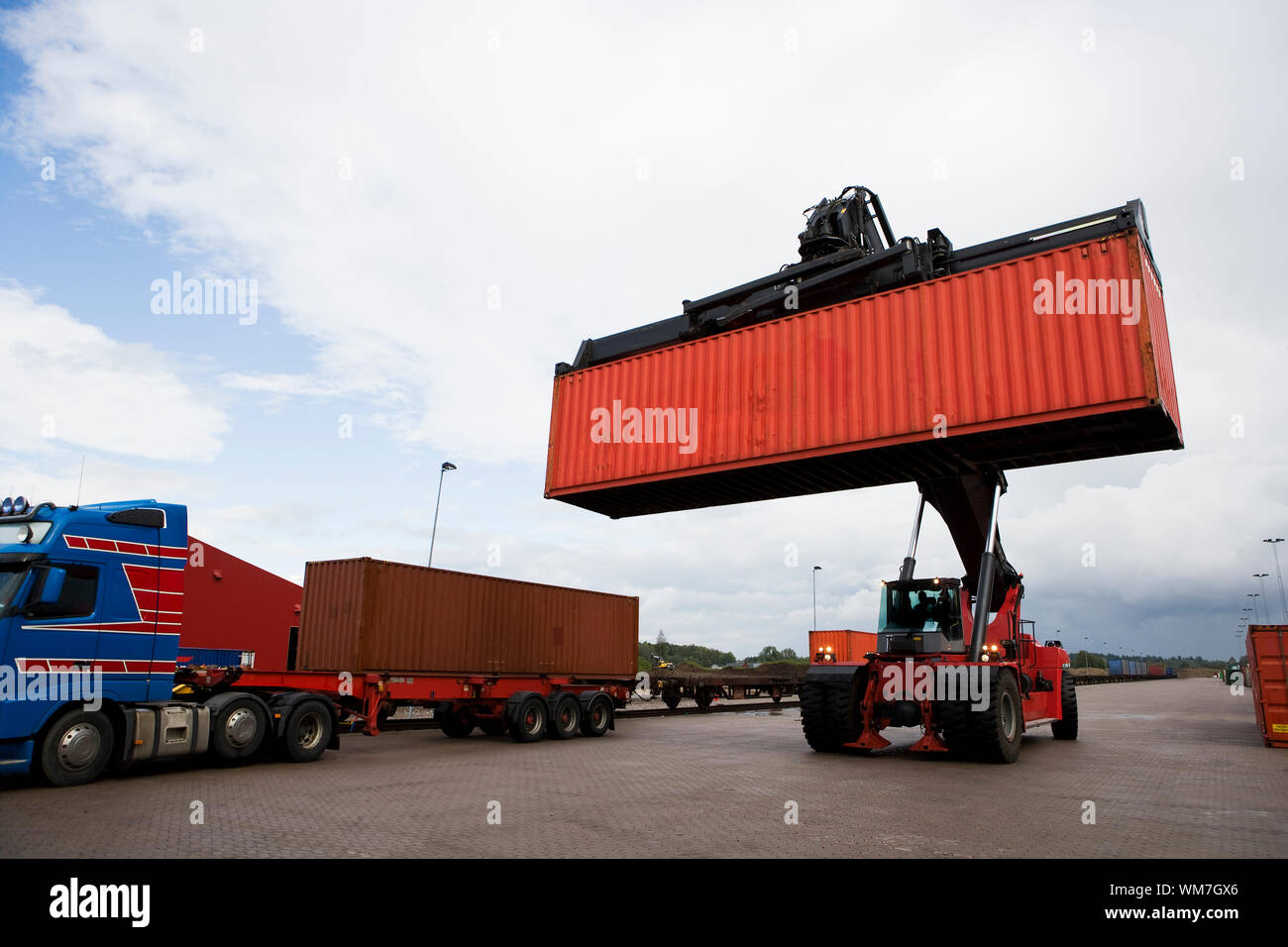 Crane lifts a container Stock Photo Alamy