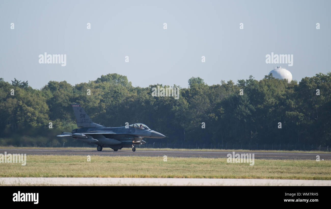 An F16 Viper from Shaw Air Force Base, South Carolina, arrives at