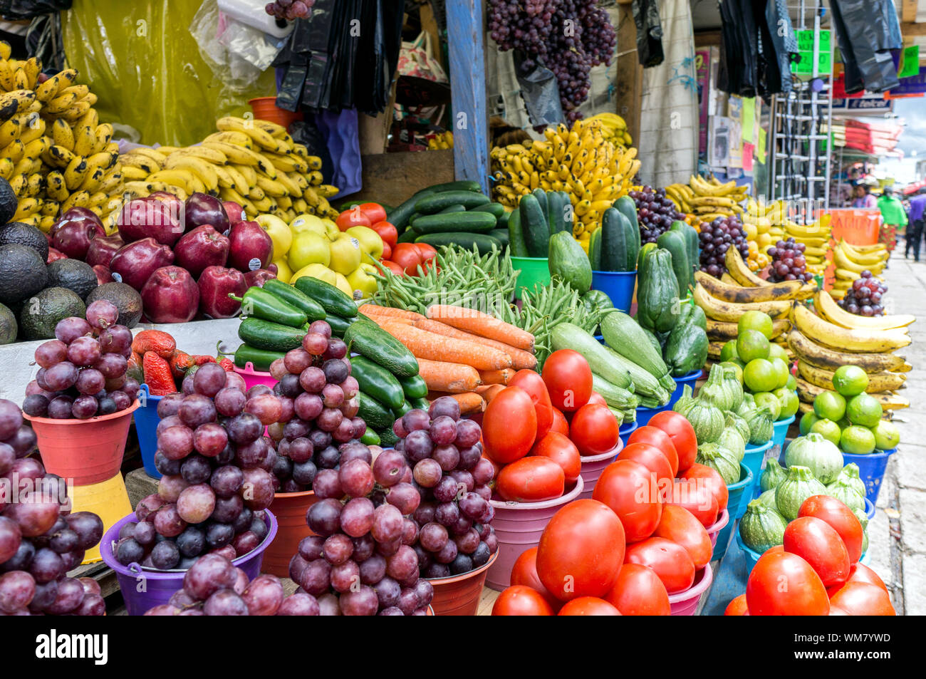 Fresh Vegetables at Mexican Market in San Cristobal, Chiapas, Mexico Stock Photo