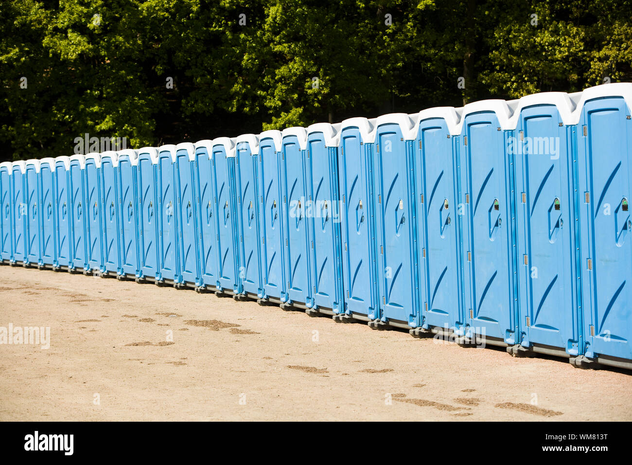 Public toilets in a row Stock Photo