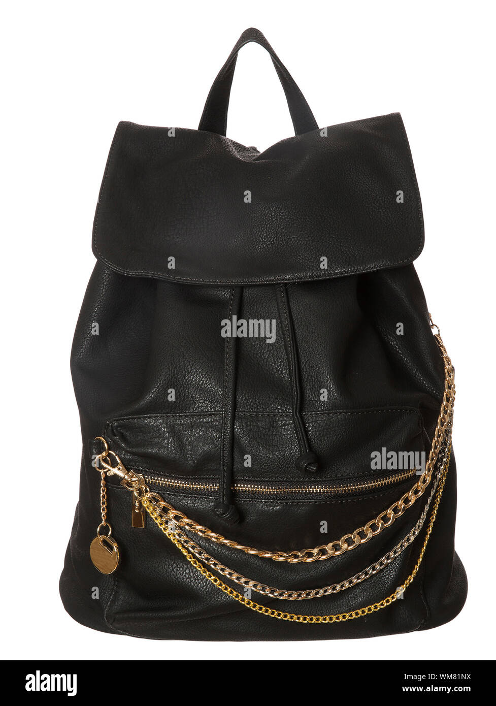 Black Leather Bag isolated on white background Stock Photo - Alamy