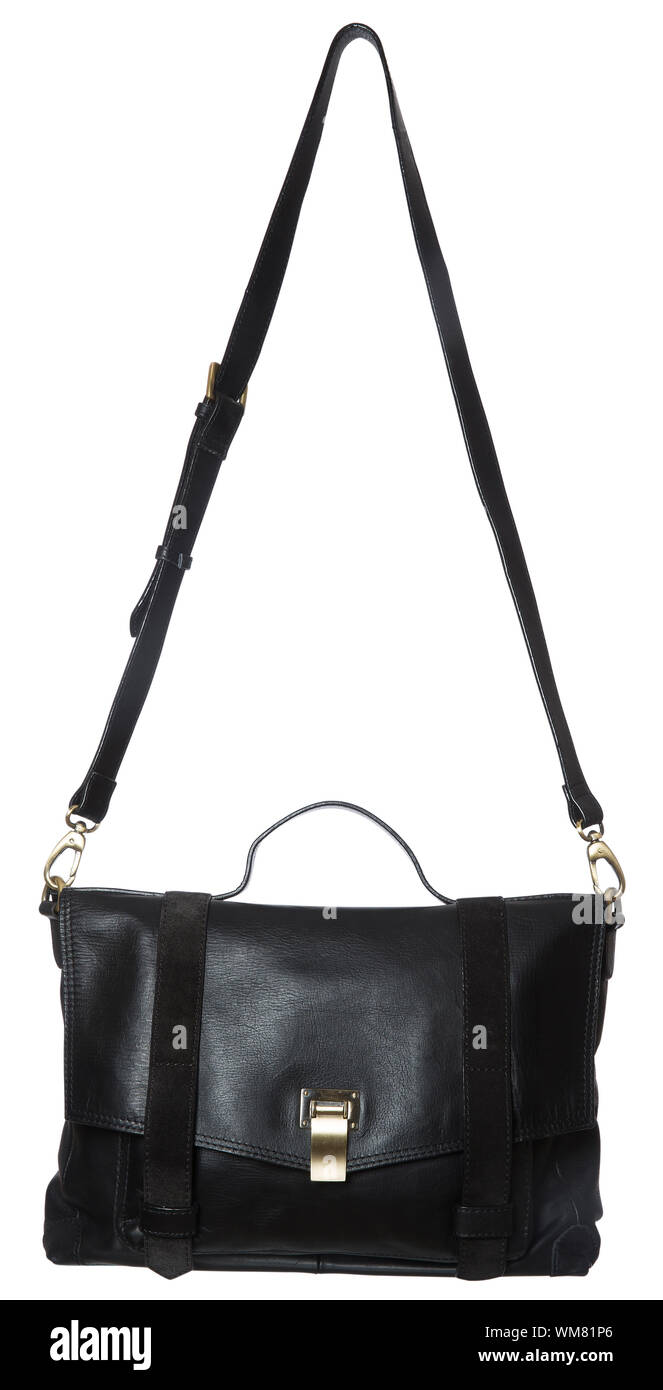 Black Leather Bag isolated on white background Stock Photo Alamy