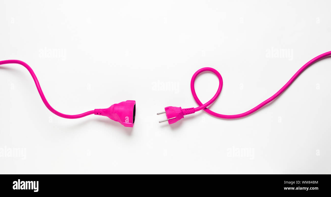 Pink Power Cable isolated on white background Stock Photo