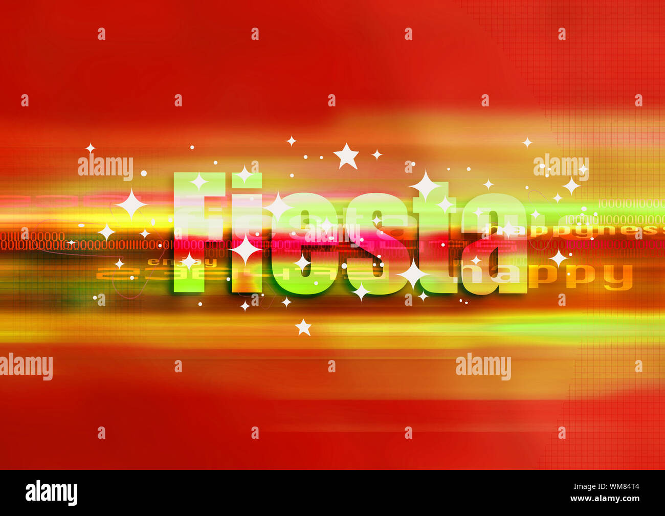Fiesta background, illustration red colors with lots of stars Stock