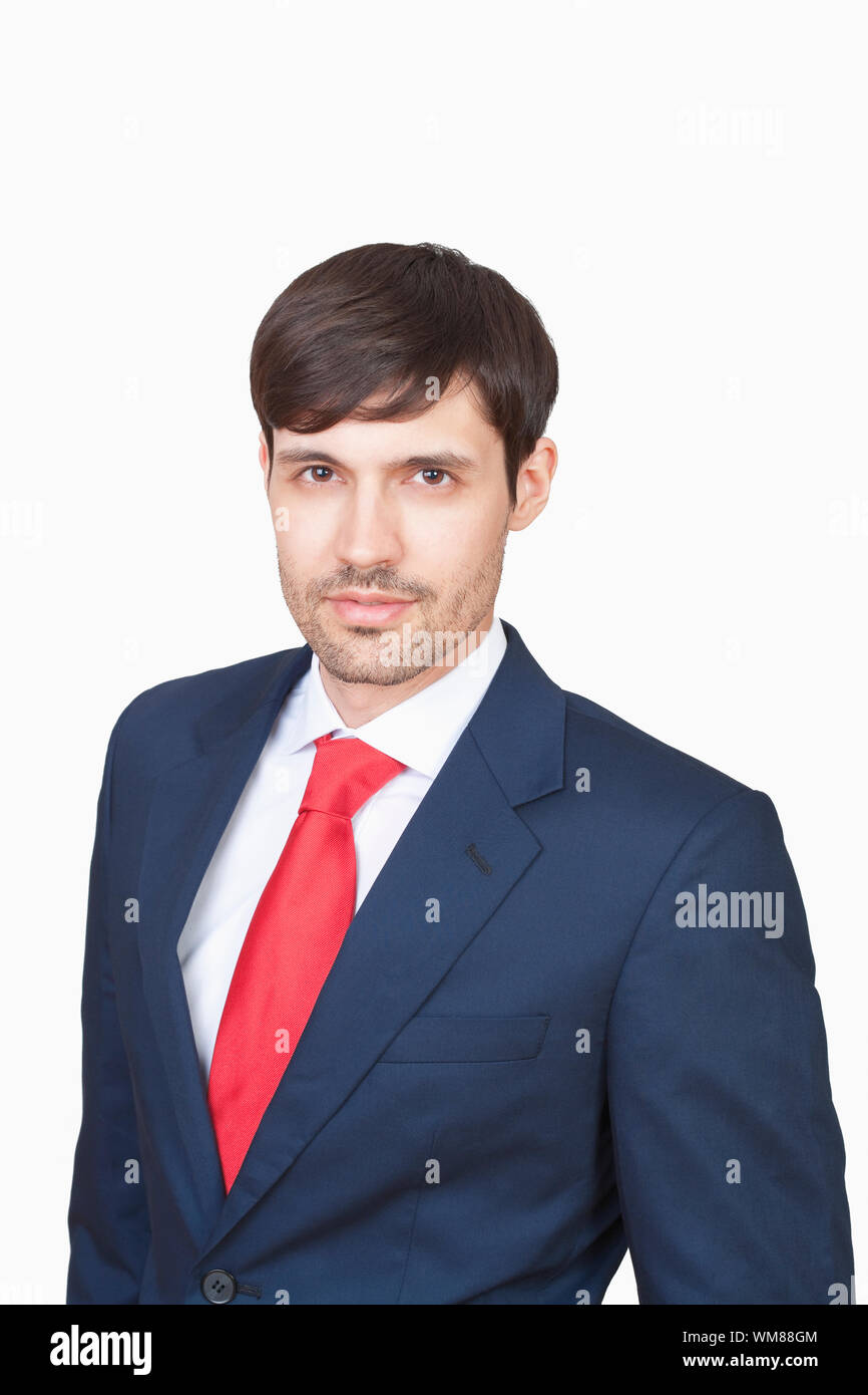 portrait handsome business executive in suit isolated on white Stock ...