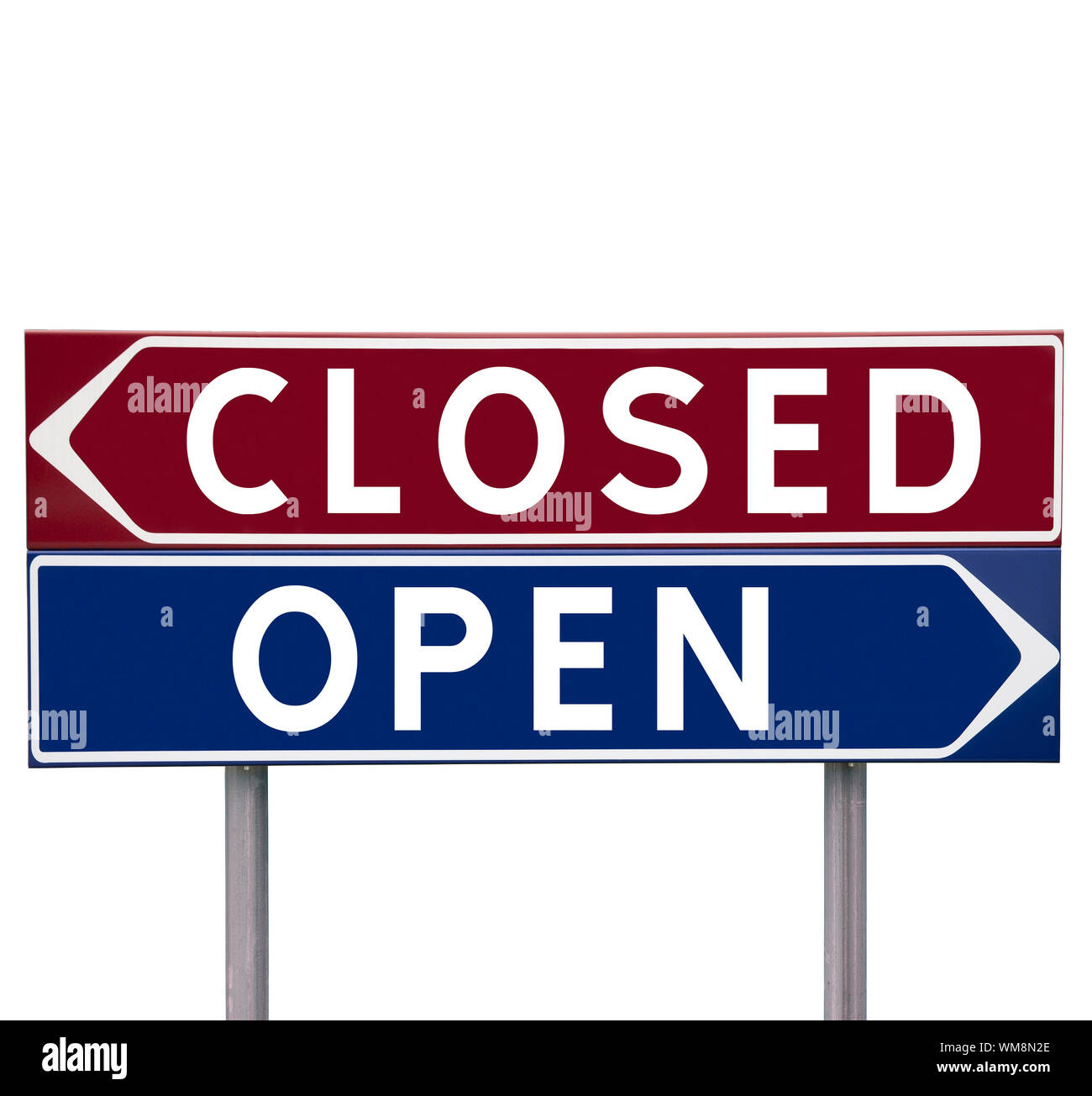 Direction Signs with choice between Open or Closed isolated on white