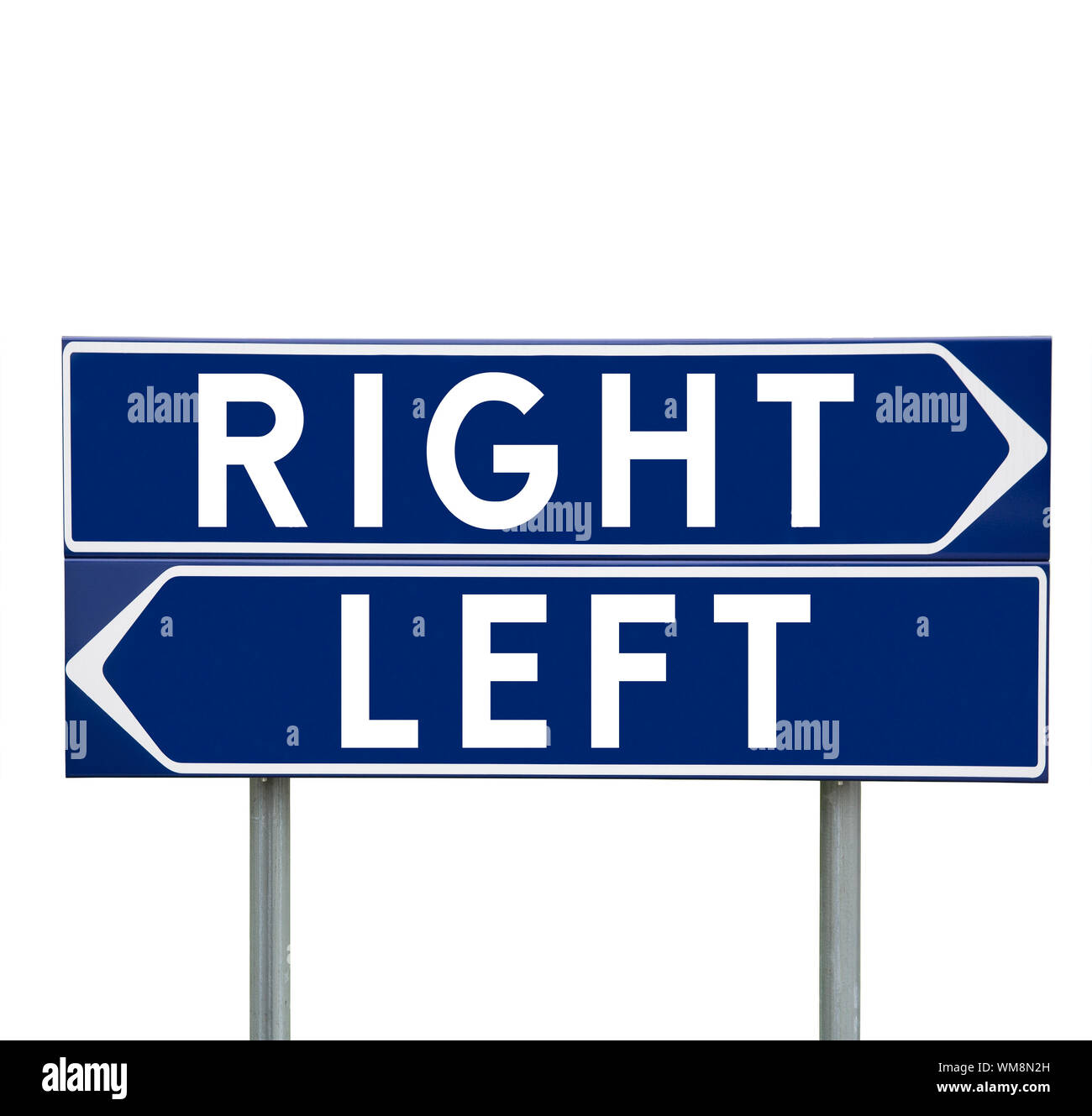 Blue Direction Signs with choice between Left or Right isolated on