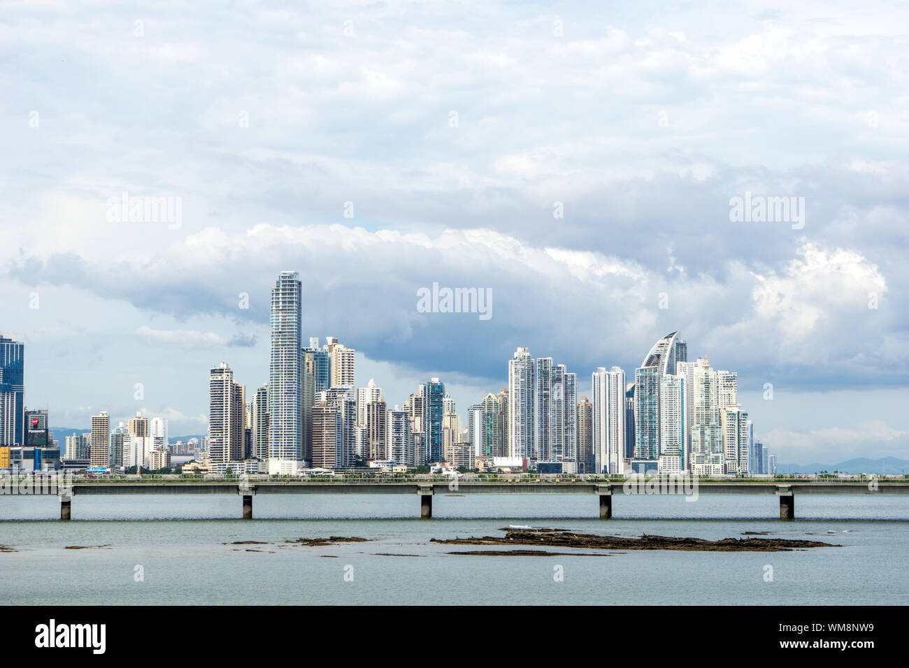 Panama City, Panama Skyline from across the bay Stock Photo