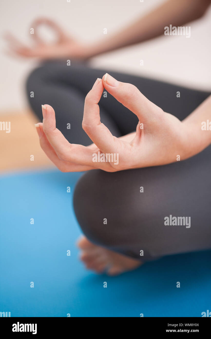 Fit woman doing yoga at home on wooden floor Stock Photo - Alamy