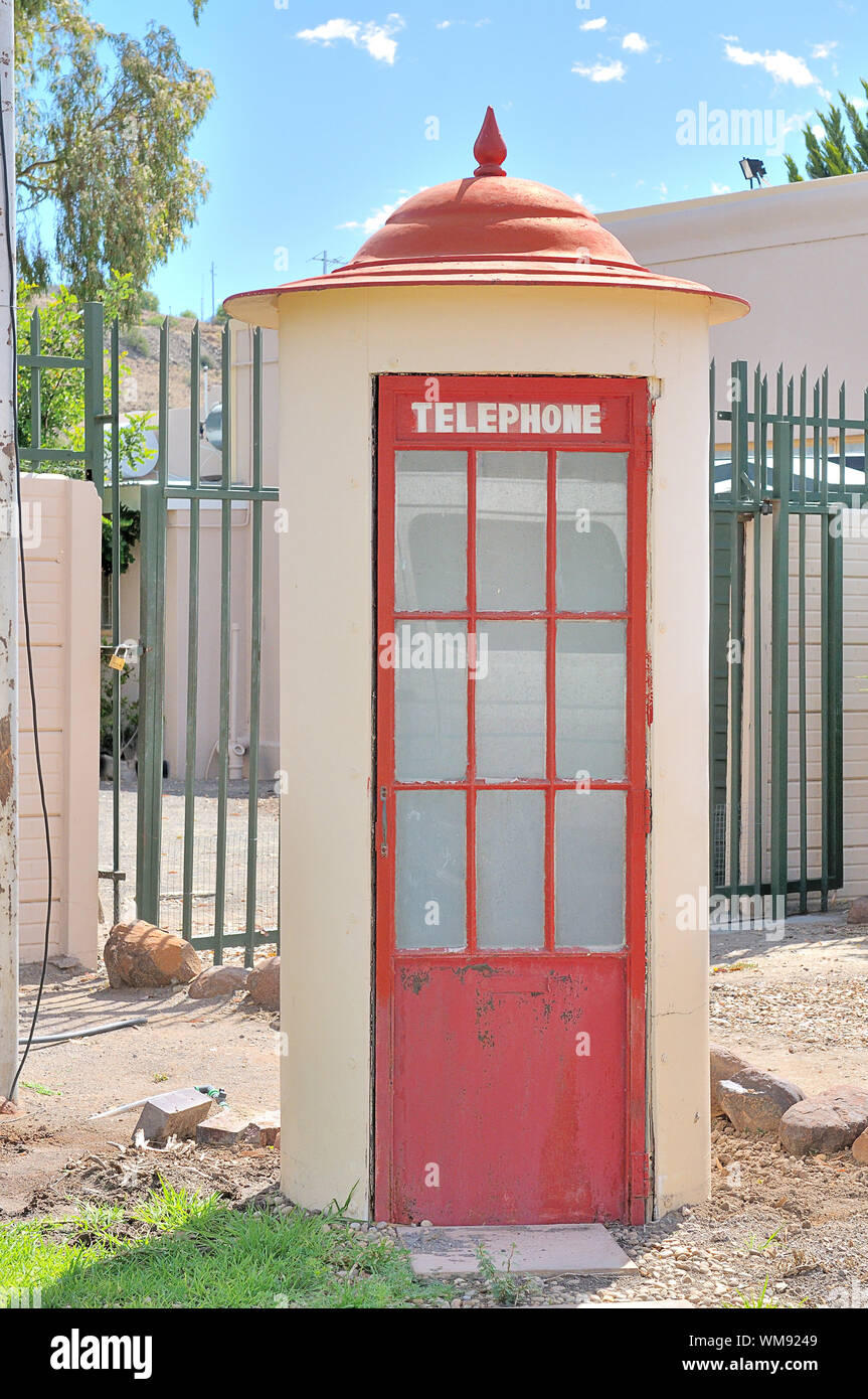 Historical telephone booth on display in Beaufort West, South Africa ...
