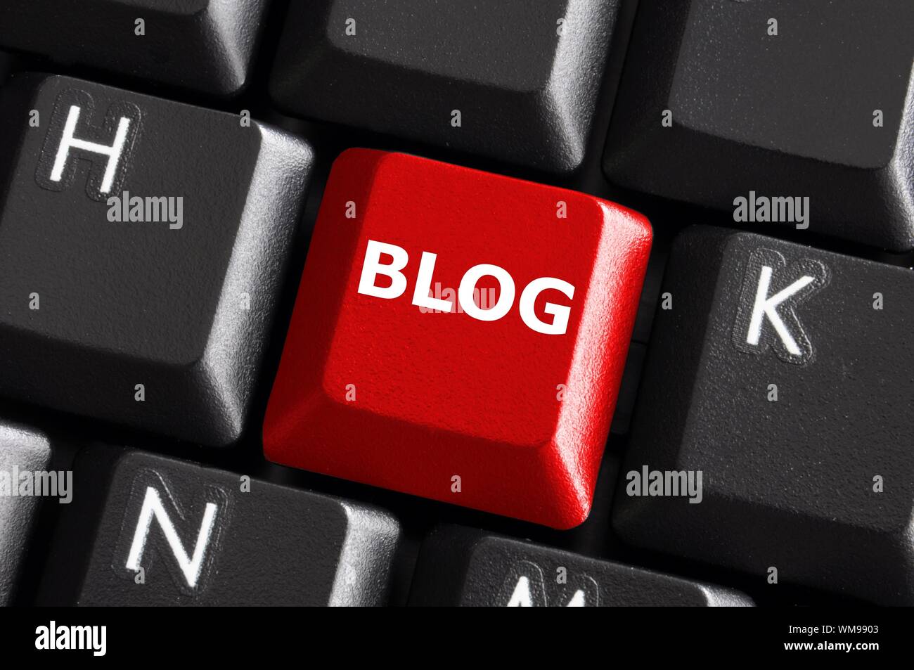 red internet blog concept with button on computer keyboard Stock Photo