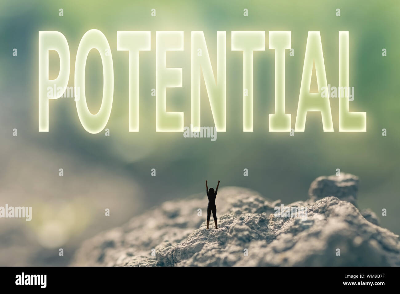Concept of ability with a person stand in the outdoor and looking up ...