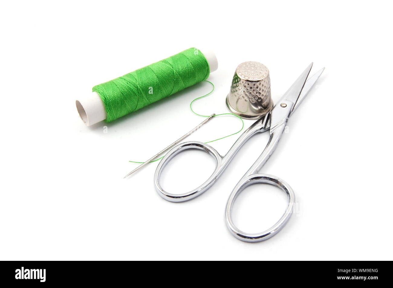 sewing kit isolated on a white background Stock Photo - Alamy