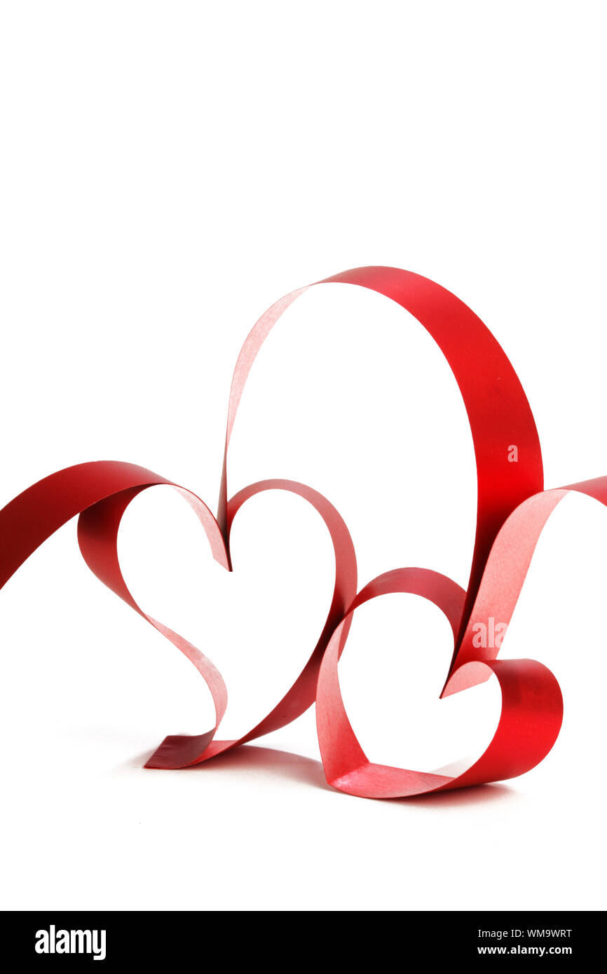 Heart shaped red ribbon isolated on white background Stock Photo - Alamy