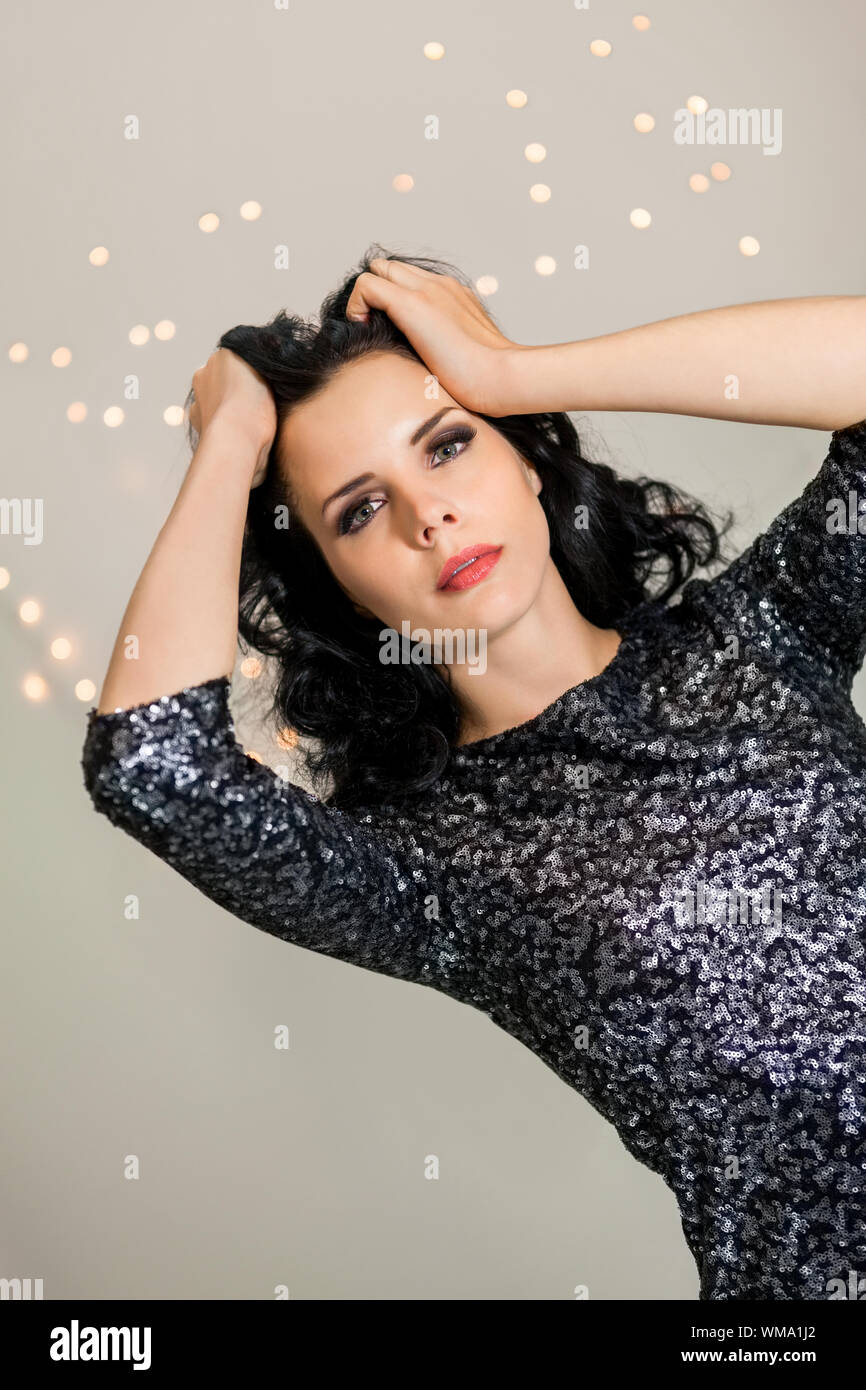 Girl dancing black party dress hi-res stock photography and images - Alamy