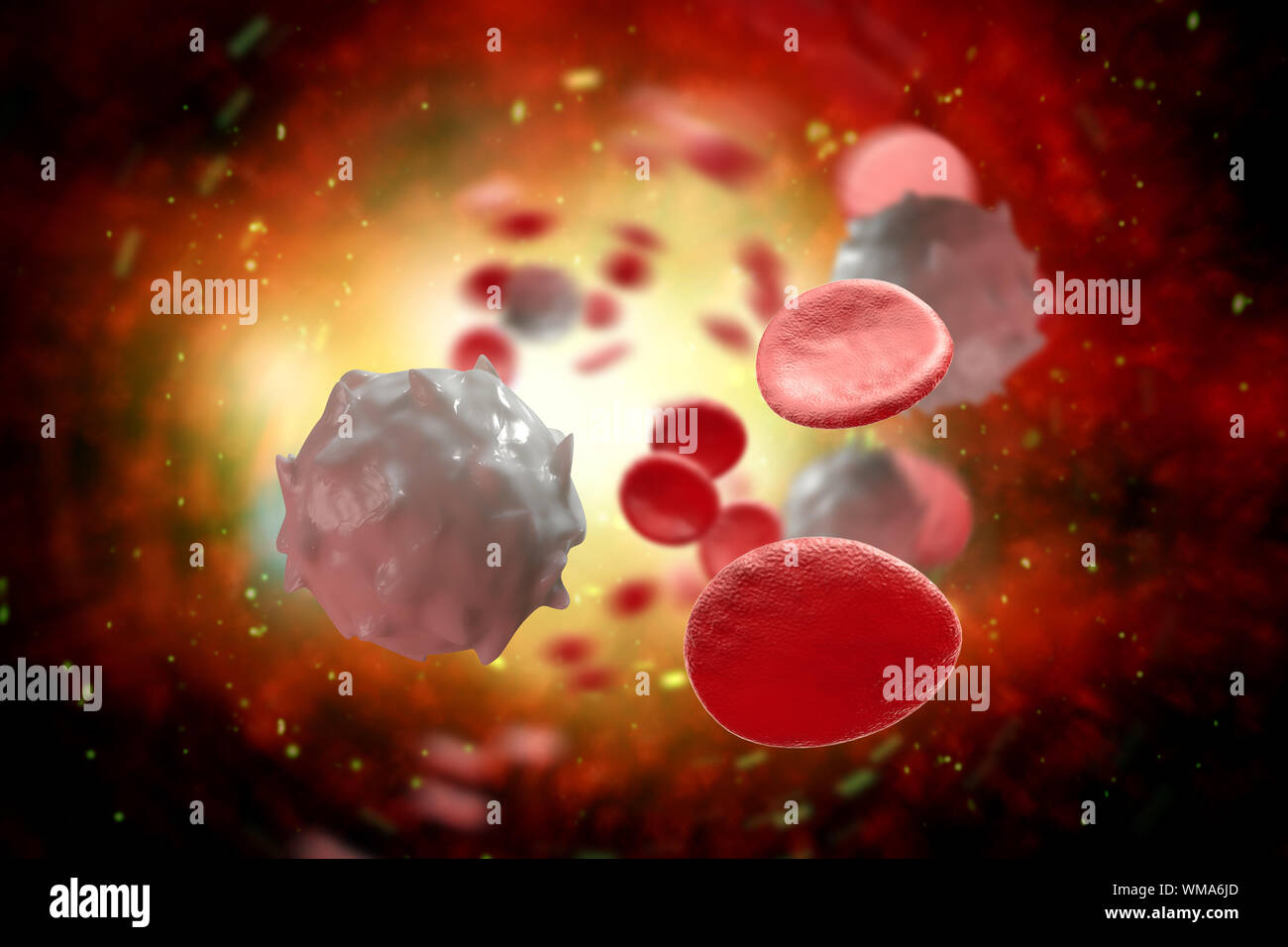 Healthy human red and white bloodcells macro science 3D illustration ...
