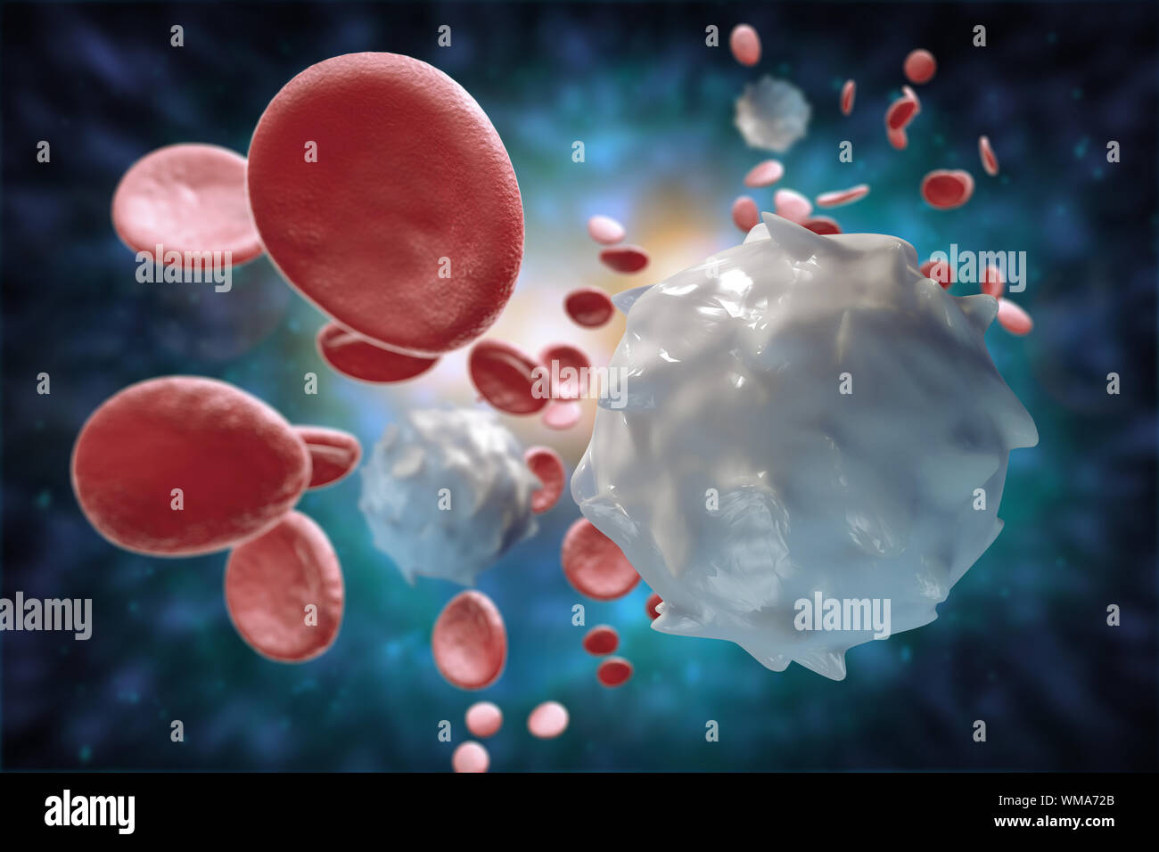 Healthy human red and white bloodcells macro science 3D illustration ...
