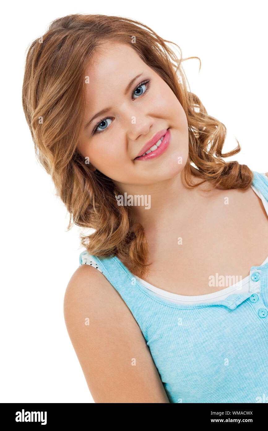 Natural Portrait Of A Pretty Young Woman With Long Tousled Hair