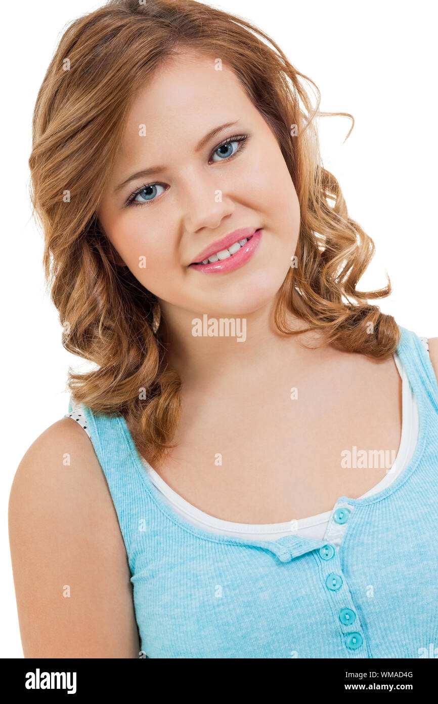 Natural Portrait Of A Pretty Young Woman With Long Tousled Hair