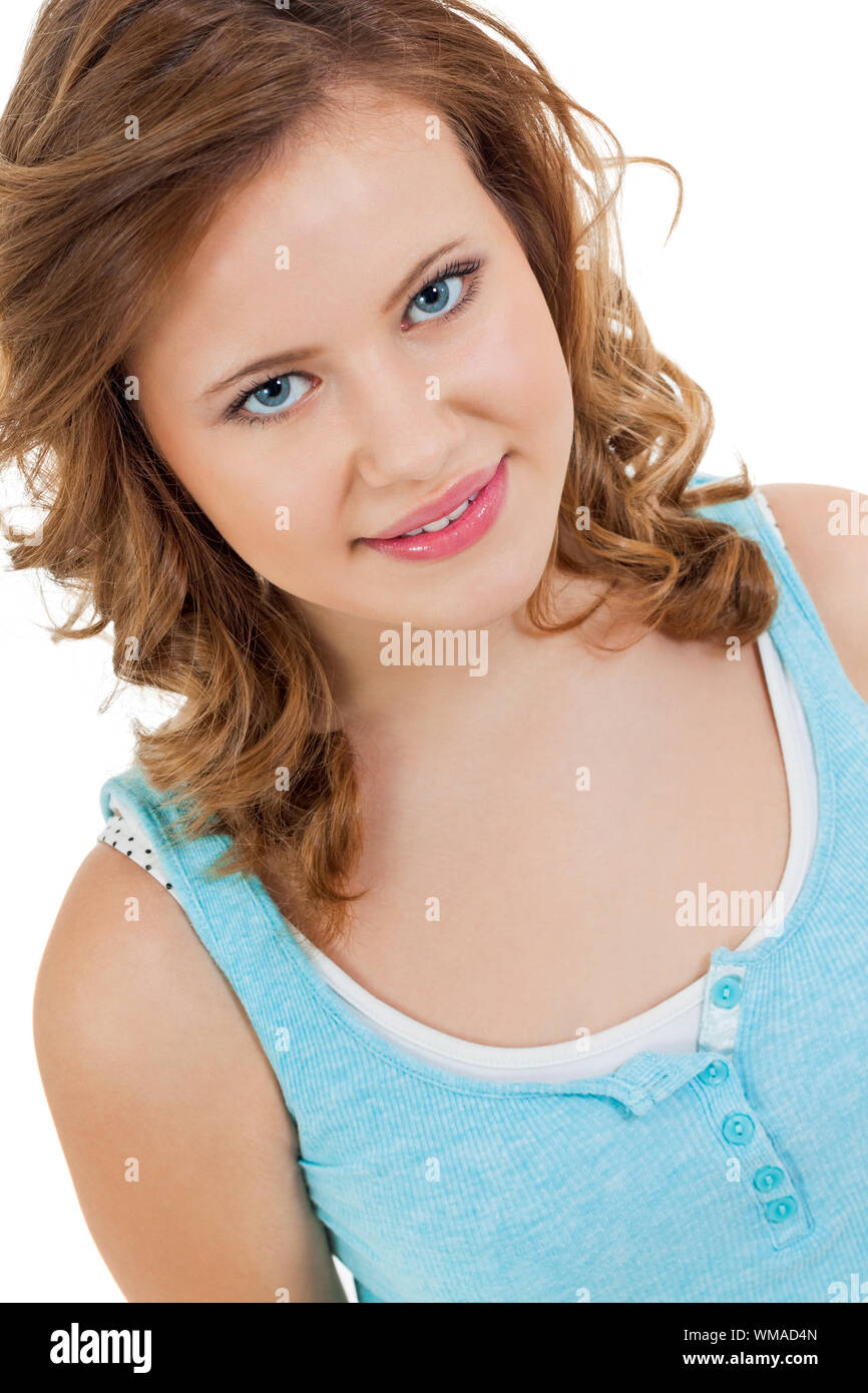 Natural Portrait Of A Pretty Young Woman With Long Tousled Hair