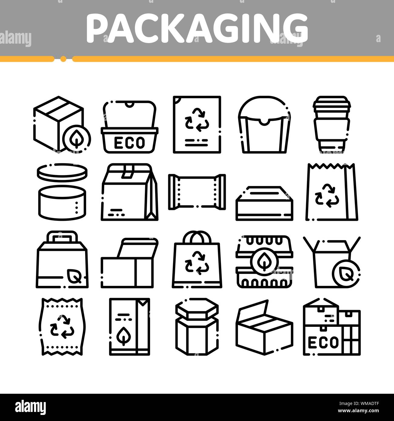 Packaging Collection Elements Vector Icons Set Stock Vector Image & Art ...