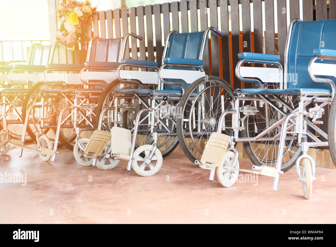 Wheelchairs in the hospital / Wheel chairs waiting for patient services