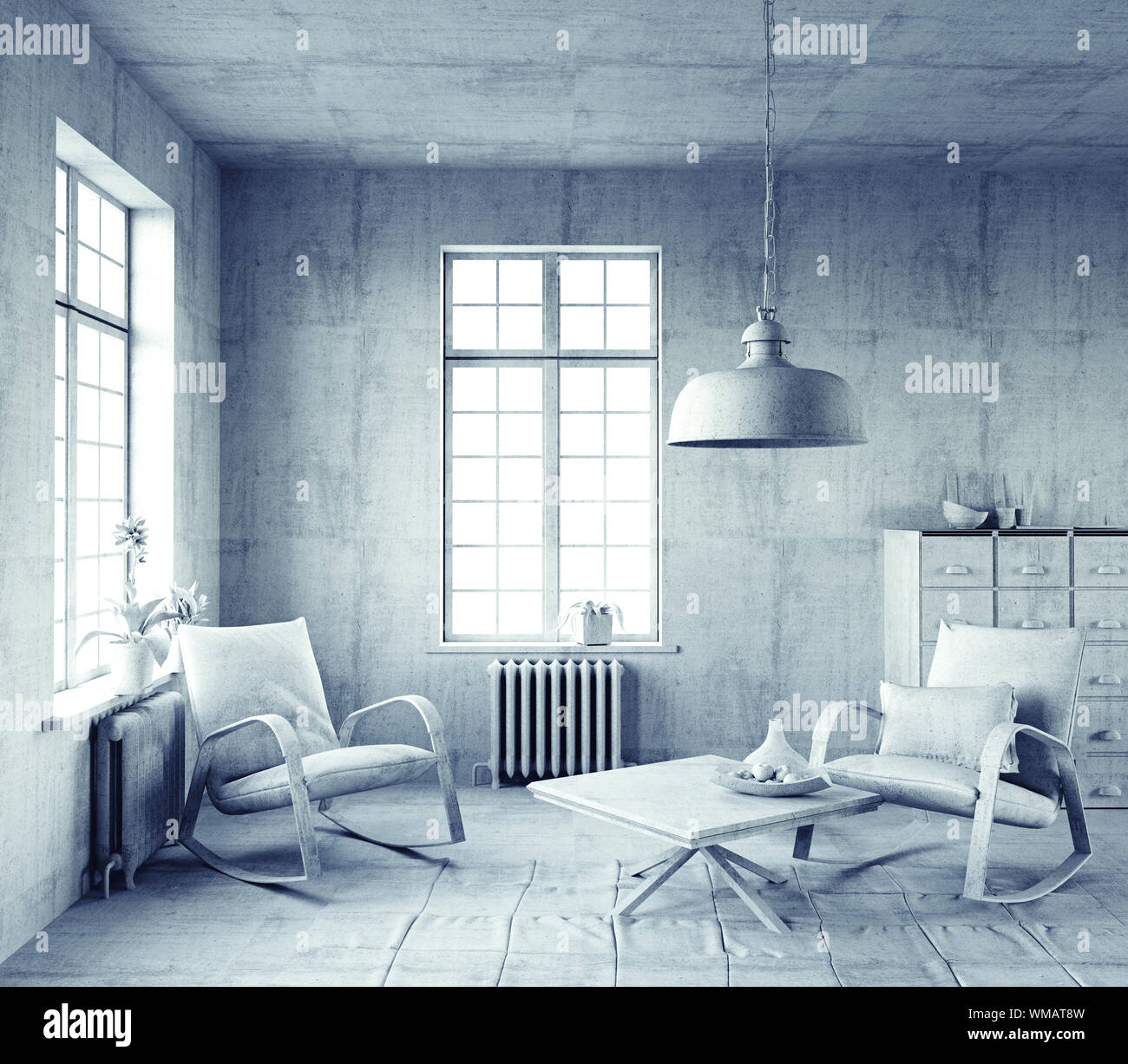 Gray style interior 3d hi-res stock photography and images - Alamy