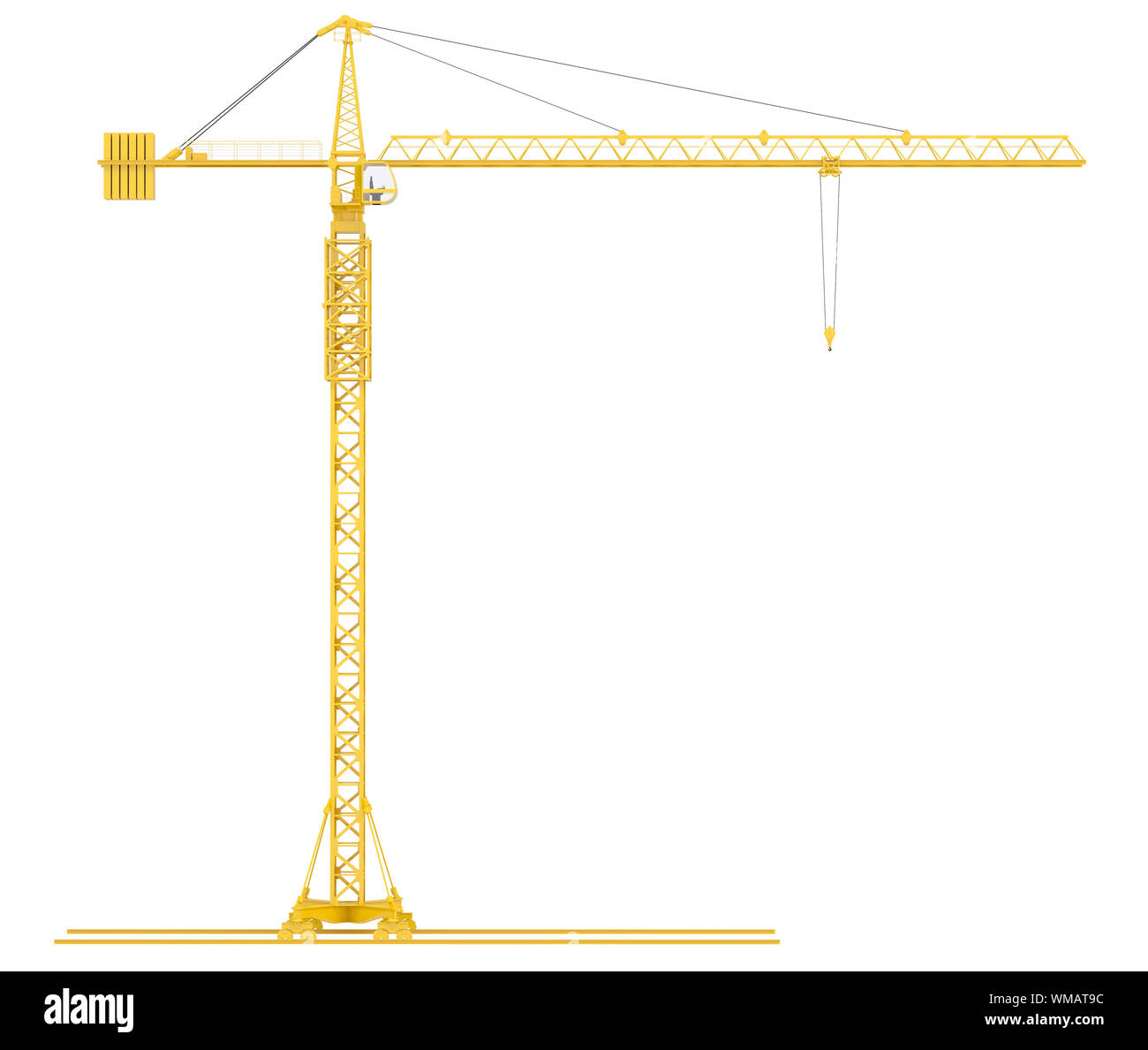 Yellow tower crane, isolated on white background Stock Photo - Alamy
