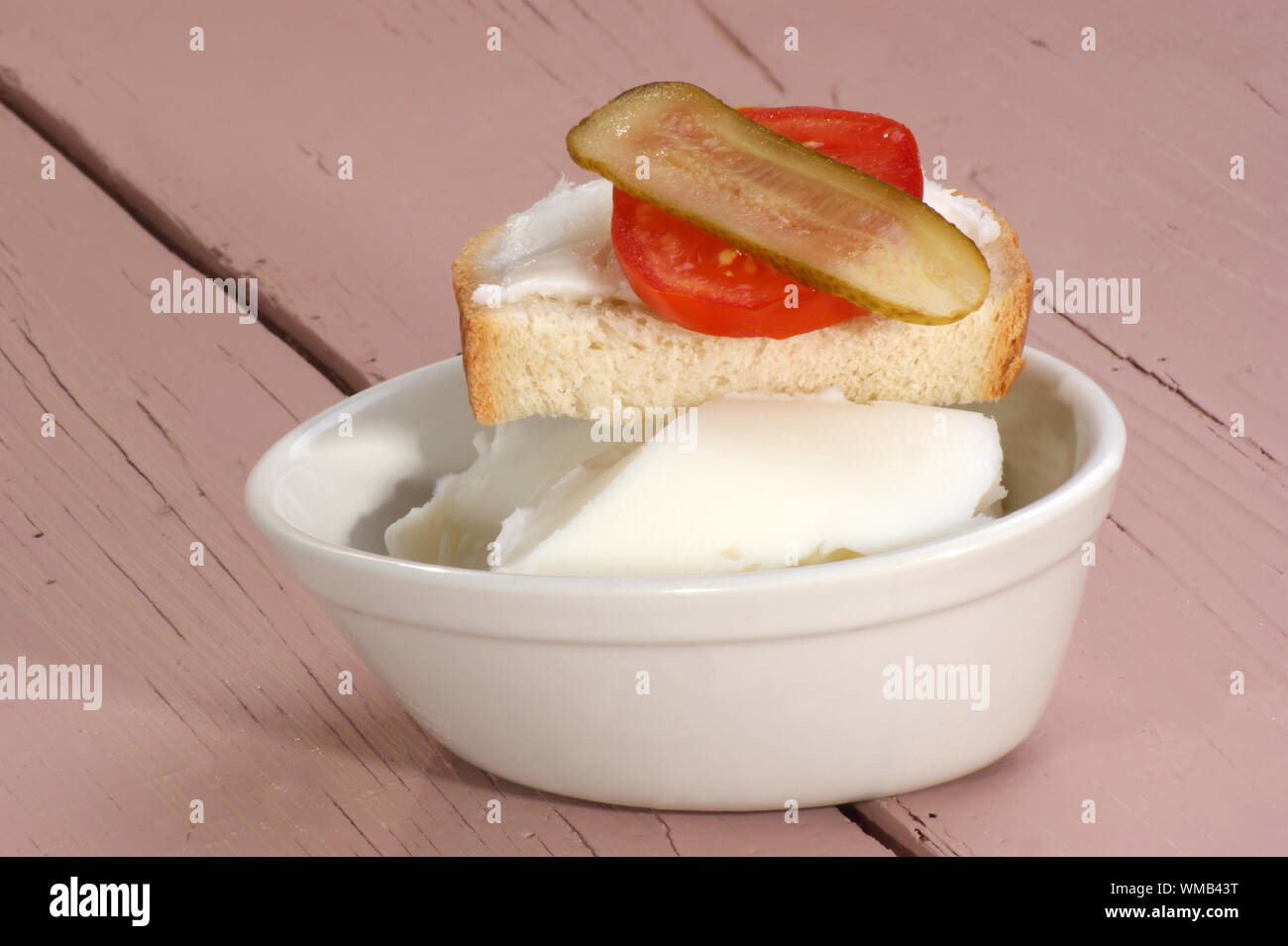 homemade lard on bread with tomato slice Stock Photo Alamy