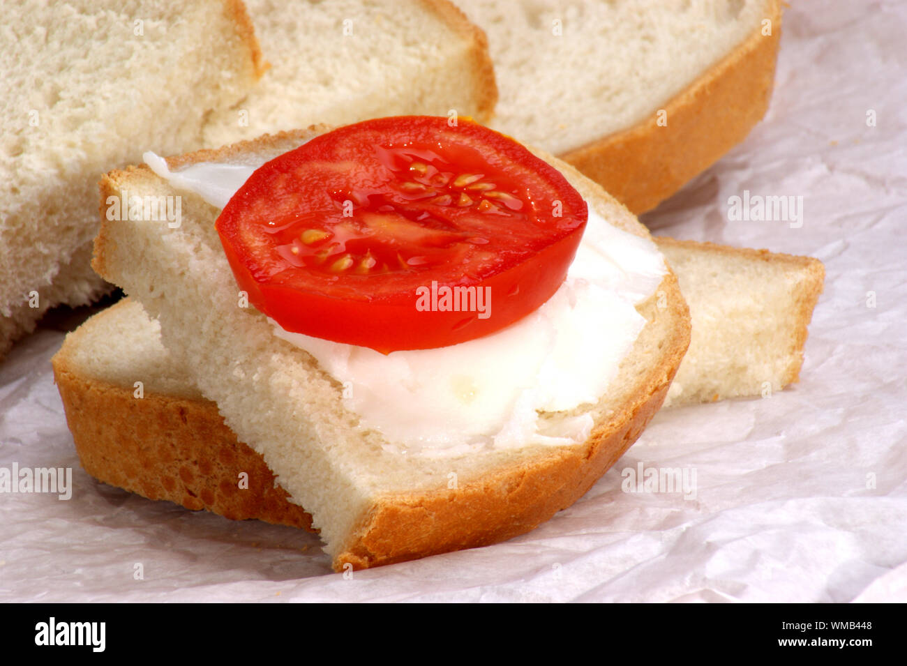 homemade lard on bread with tomato slice Stock Photo Alamy