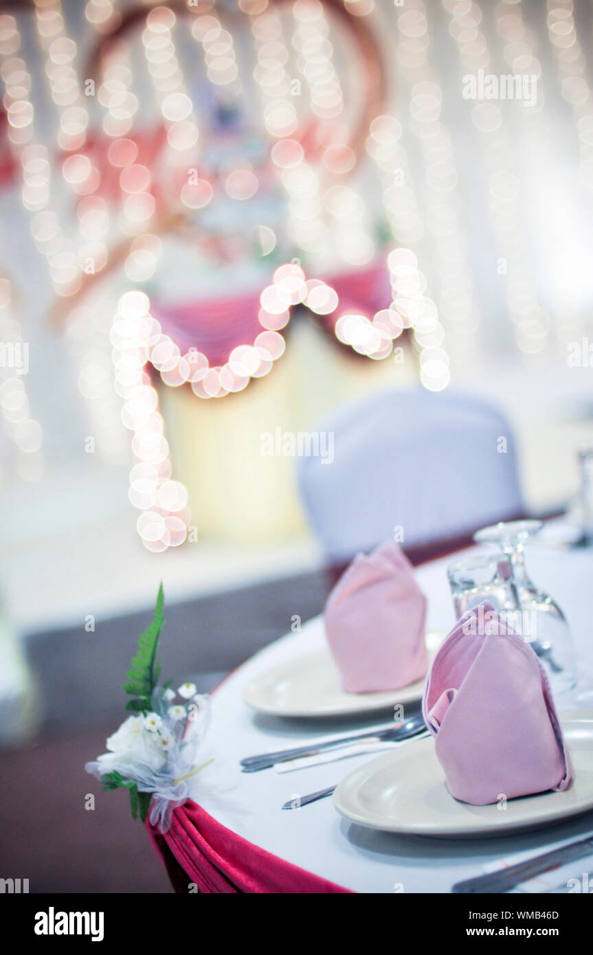 Banquet wedding table setting, shallow depth of field Stock Photo - Alamy