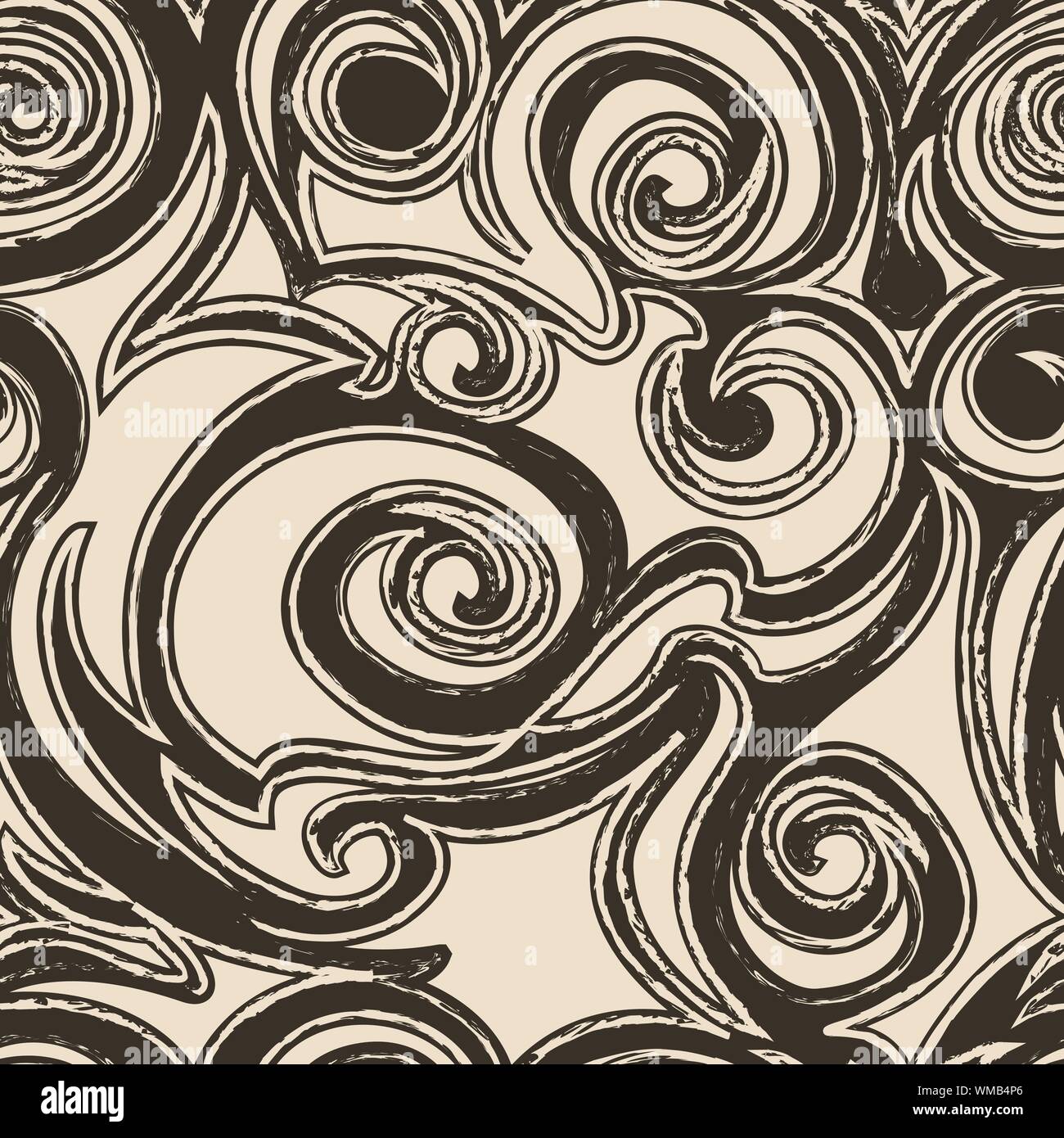 brown seamless pattern of spirals and curls. Decorative ornament for ...